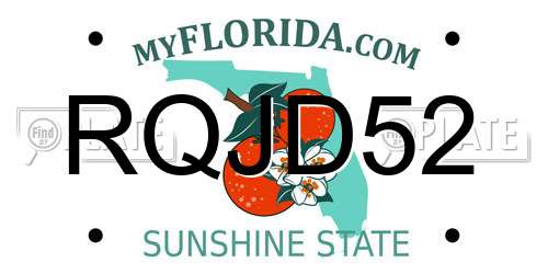 RQJD52 Florida License Plate