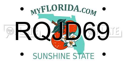 RQJD69 Florida License Plate