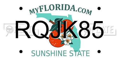 RQJK85 Florida License Plate