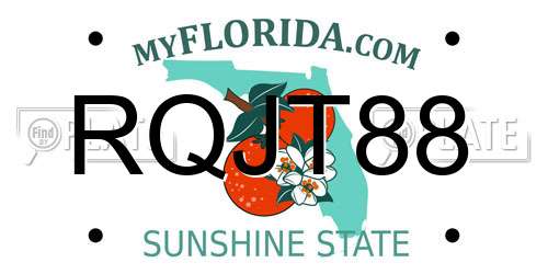 RQJT88 Florida License Plate