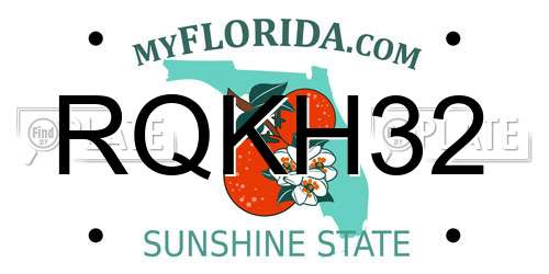 RQKH32 Florida License Plate
