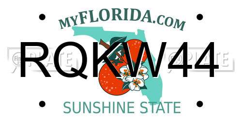 RQKW44 Florida License Plate