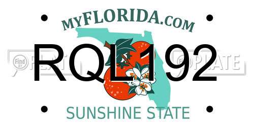 RQL192 Florida License Plate