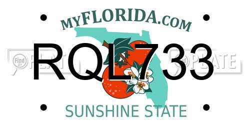 RQL733 Florida License Plate