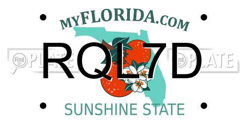RQL7D Florida License Plate