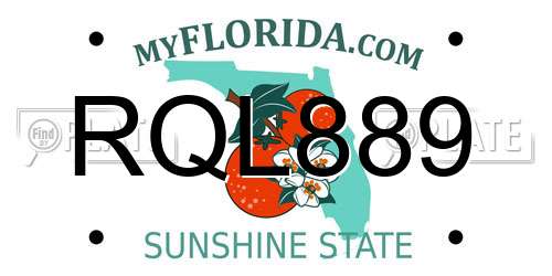 RQL889 Florida License Plate