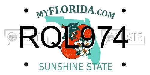 RQL974 Florida License Plate