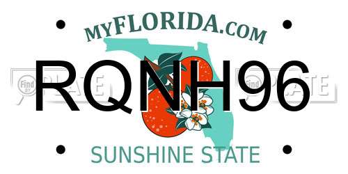 RQNH96 Florida License Plate