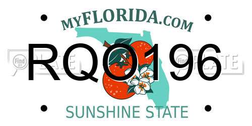 RQO196 Florida License Plate