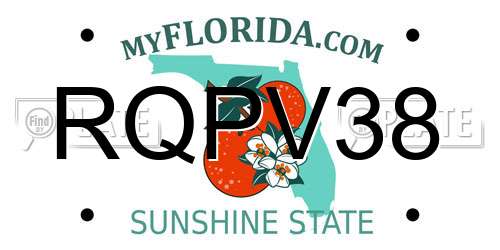 RQPV38 Florida License Plate