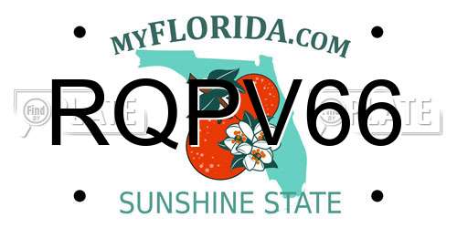 RQPV66 Florida License Plate