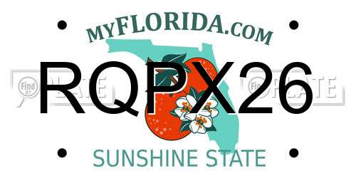 RQPX26 Florida License Plate