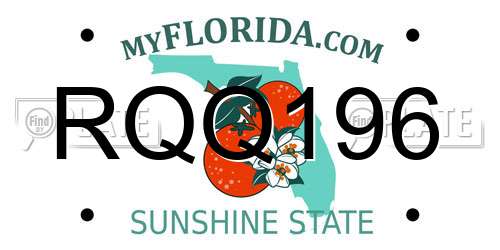 RQQ196 Florida License Plate
