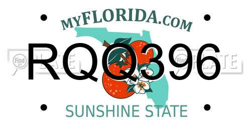 RQQ396 Florida License Plate
