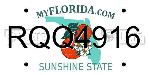 RQQ4916 Florida License Plate