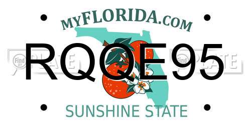 RQQE95 Florida License Plate