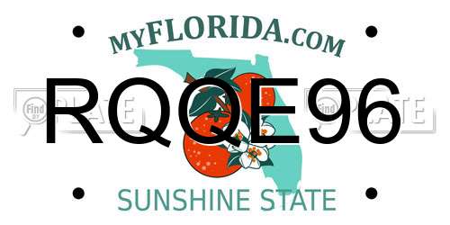 RQQE96 Florida License Plate