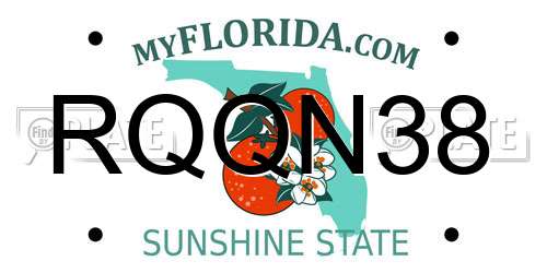 RQQN38 Florida License Plate