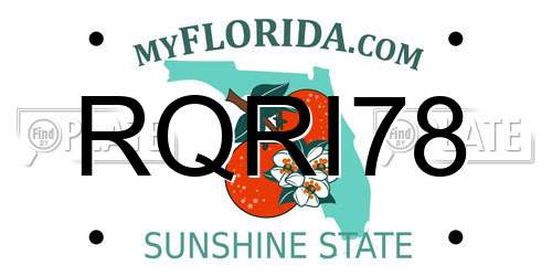 RQRI78 Florida License Plate