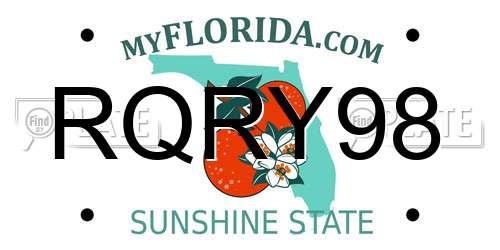 RQRY98 Florida License Plate