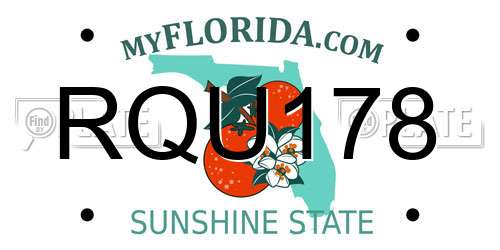 RQU178 Florida License Plate