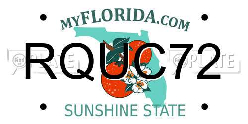 RQUC72 Florida License Plate