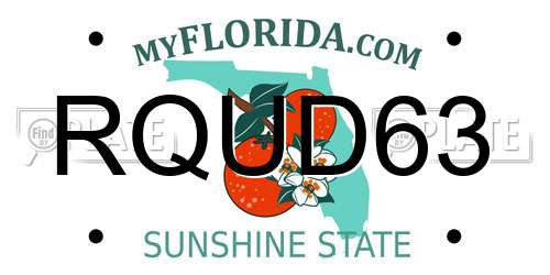 RQUD63 Florida License Plate