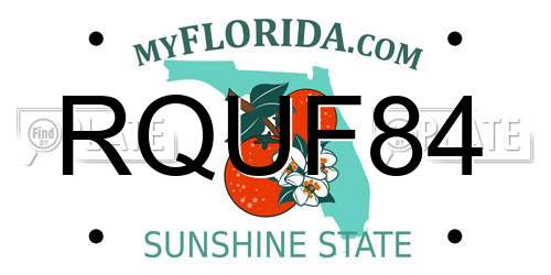 RQUF84 Florida License Plate
