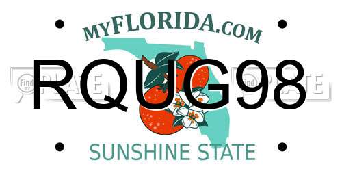RQUG98 Florida License Plate