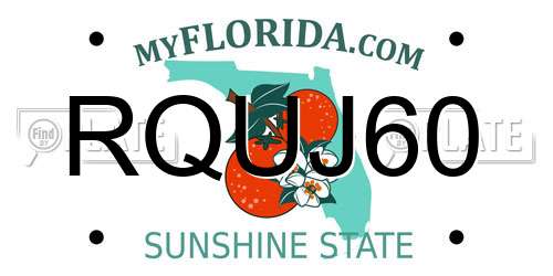 RQUJ60 Florida License Plate