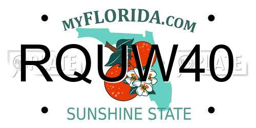 RQUW40 Florida License Plate