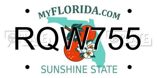 RQW755 Florida License Plate