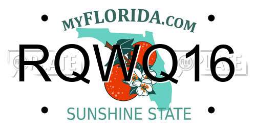 RQWQ16 Florida License Plate