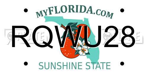 RQWU28 Florida License Plate