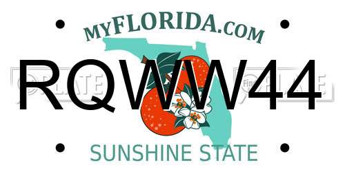 RQWW44 Florida License Plate