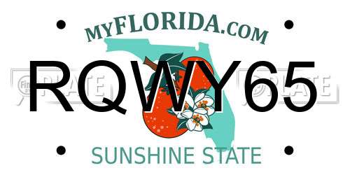 RQWY65 Florida License Plate
