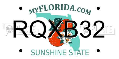 RQXB32 Florida License Plate