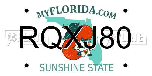 RQXJ80 Florida License Plate