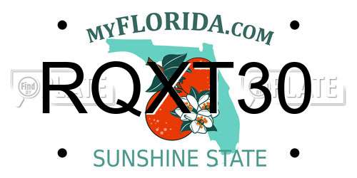 RQXT30 Florida License Plate