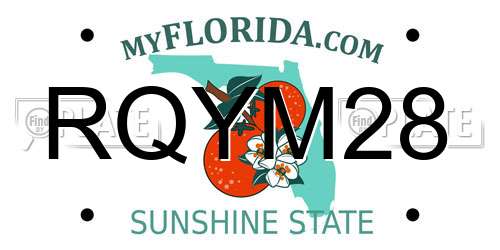 RQYM28 Florida License Plate