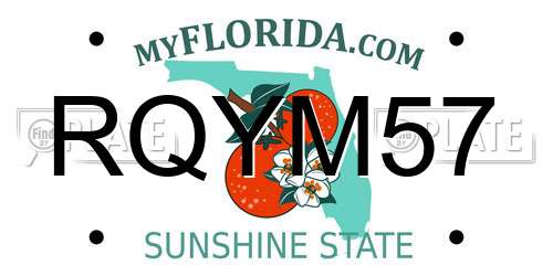RQYM57 Florida License Plate