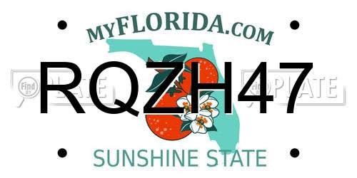 RQZH47 Florida License Plate