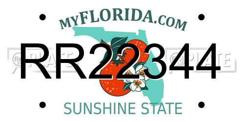 RR22344 Florida License Plate