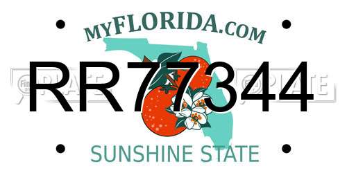RR77344 Florida License Plate