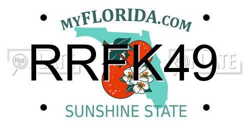 RRFK49 Florida License Plate