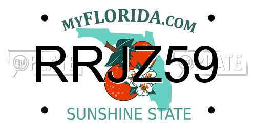 RRJZ59 Florida License Plate