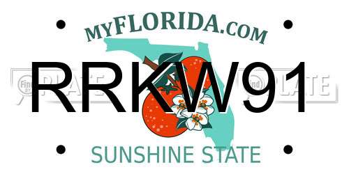 RRKW91 Florida License Plate
