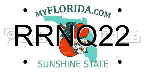 RRNQ22 Florida License Plate