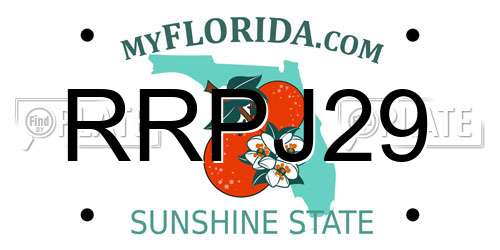 RRPJ29 Florida License Plate