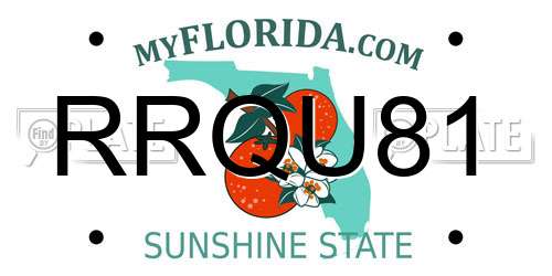 RRQU81 Florida License Plate